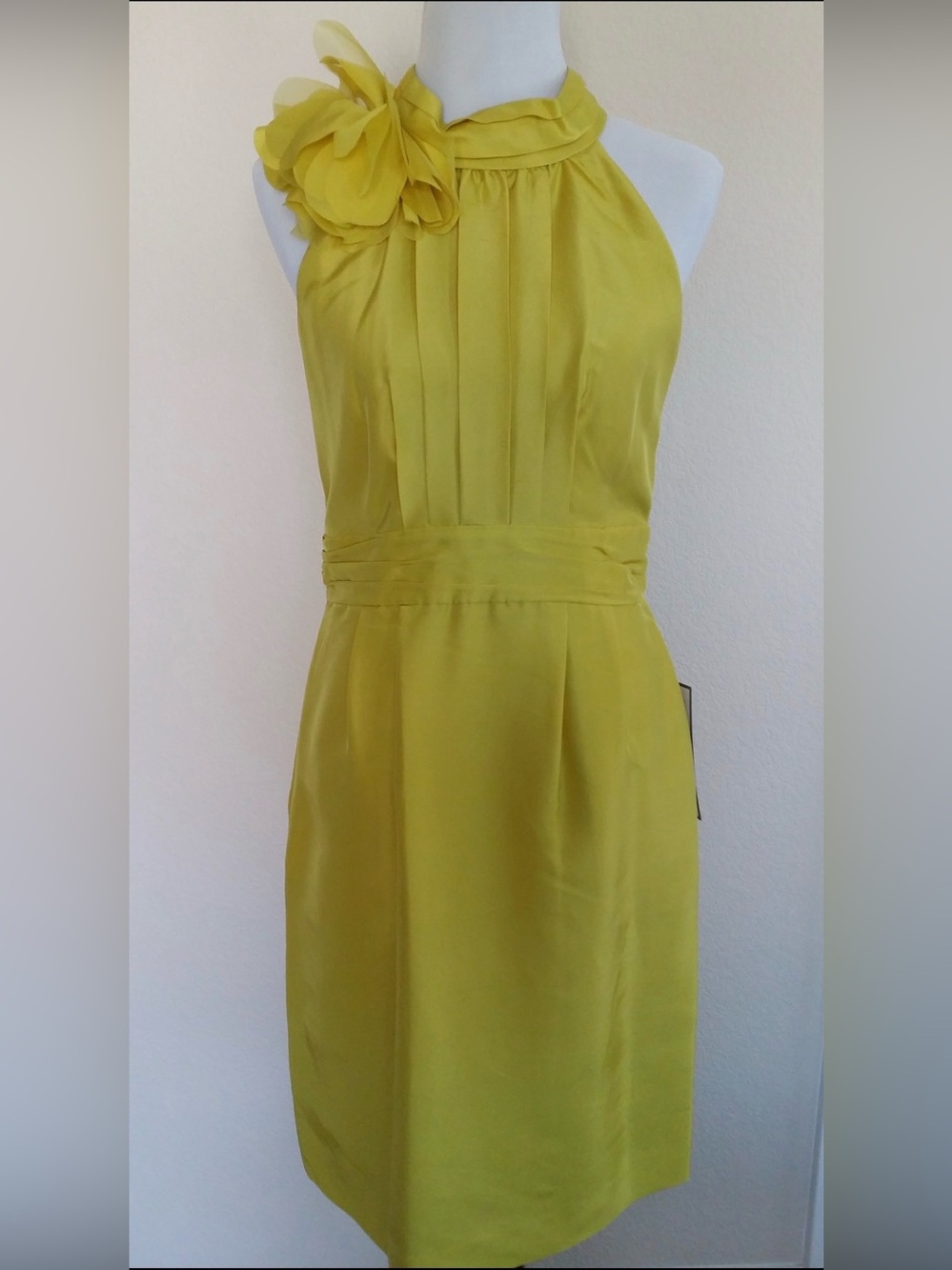 RARE NWT J. Crew Vintage Rosette Halter Dress in Citrus Yellow